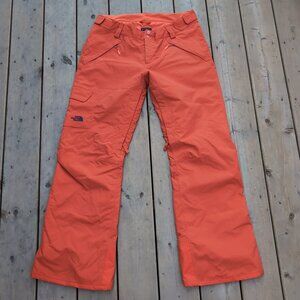 The North Face HyVent Ski Pant Women's L Orange Logo Embroidered Cargo Pockets
